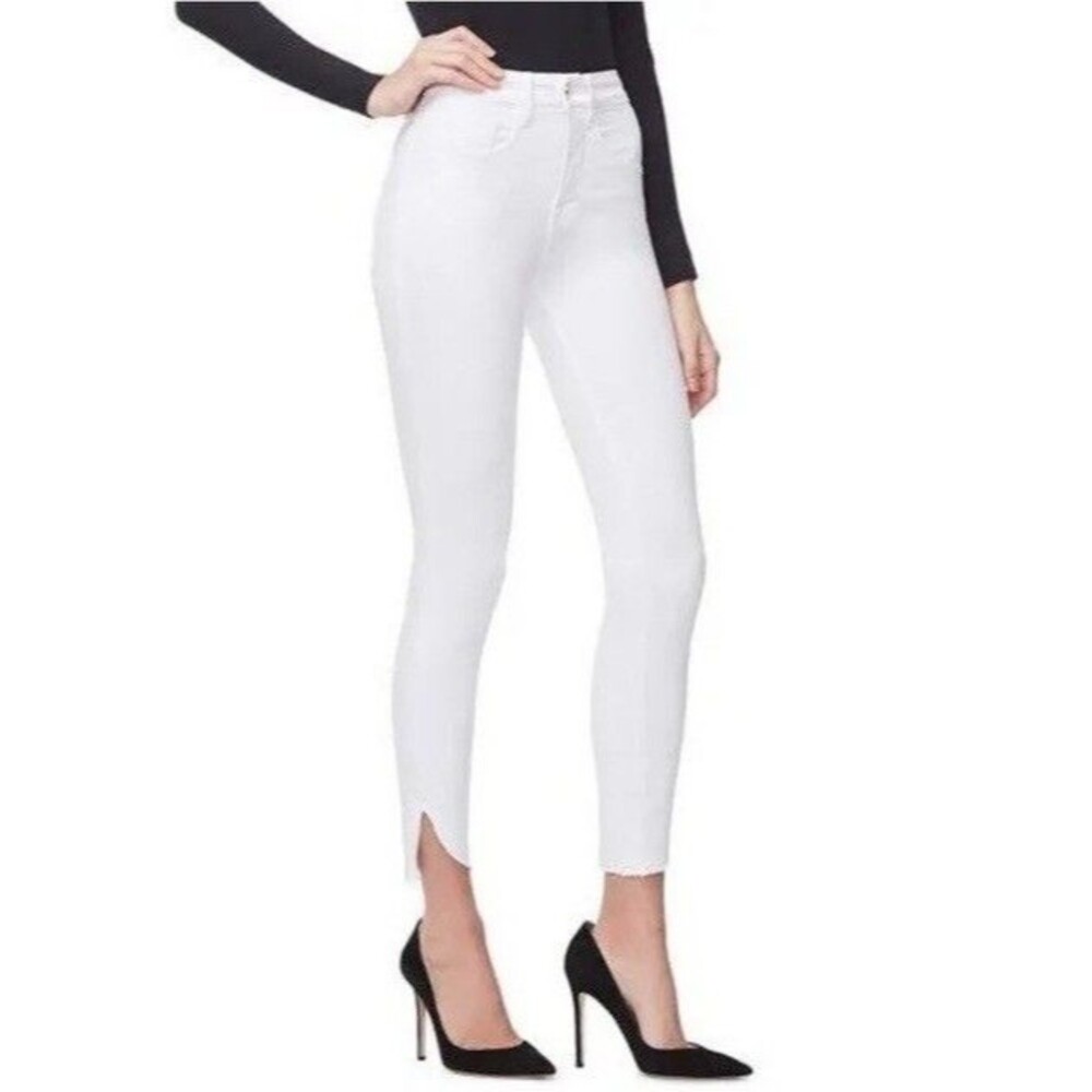 Good American Good Legs White Crop Jeans Straight Leg Stretch Plus Size 24 24W